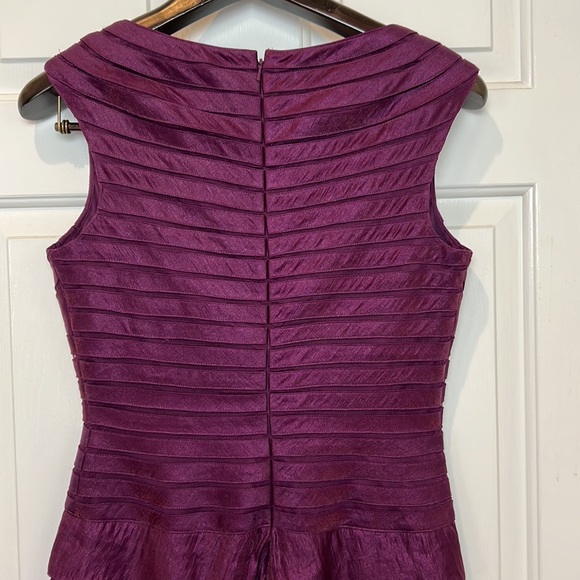 Adrianna Papell Sleeveless Tiered Ruffle Cocktail Dress Size 10 Plum - Picture 6 of 12